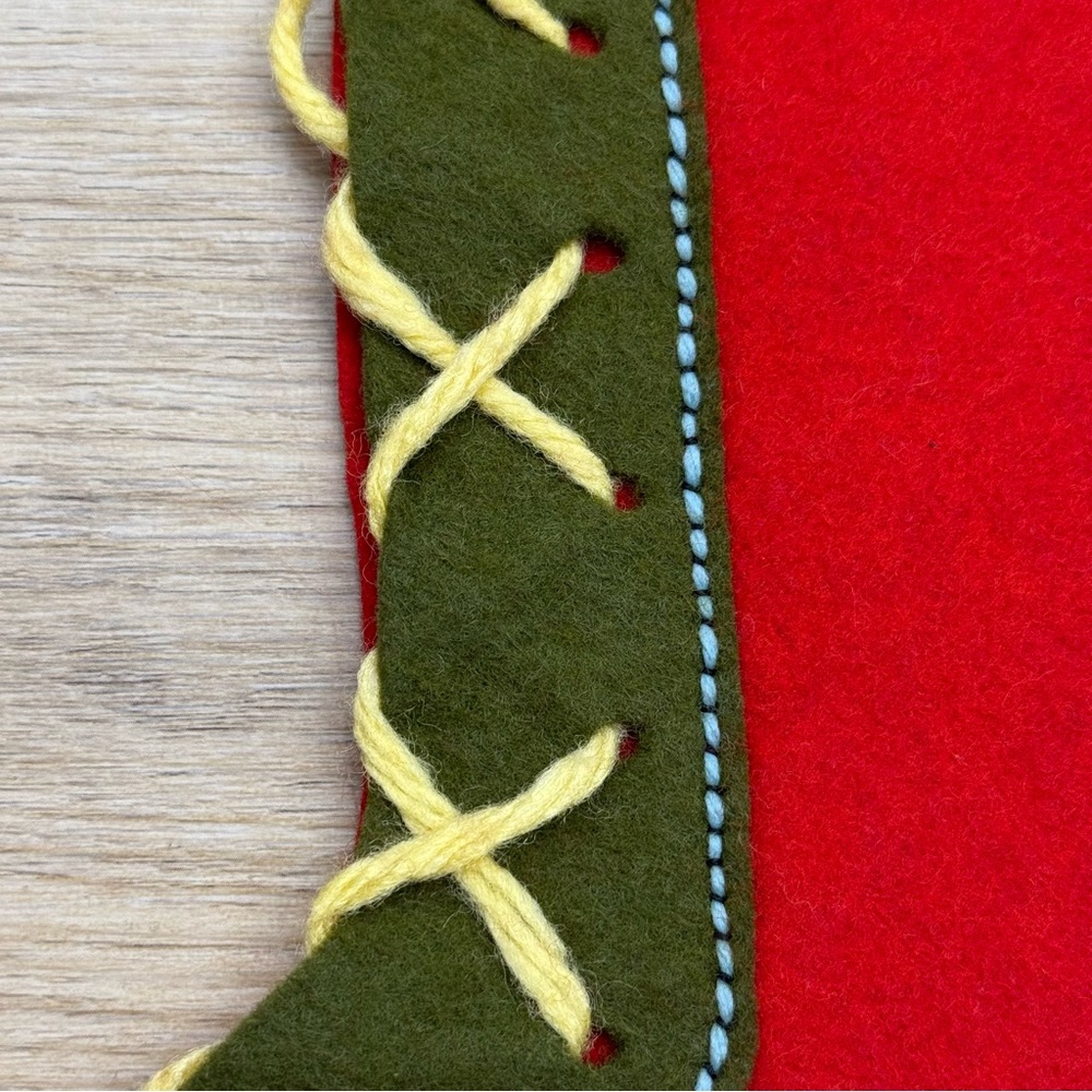 Vintage 70’s handmade Felt Christmas Stocking Appliqué Embroidered Boho‎ - Picture 6 of 9